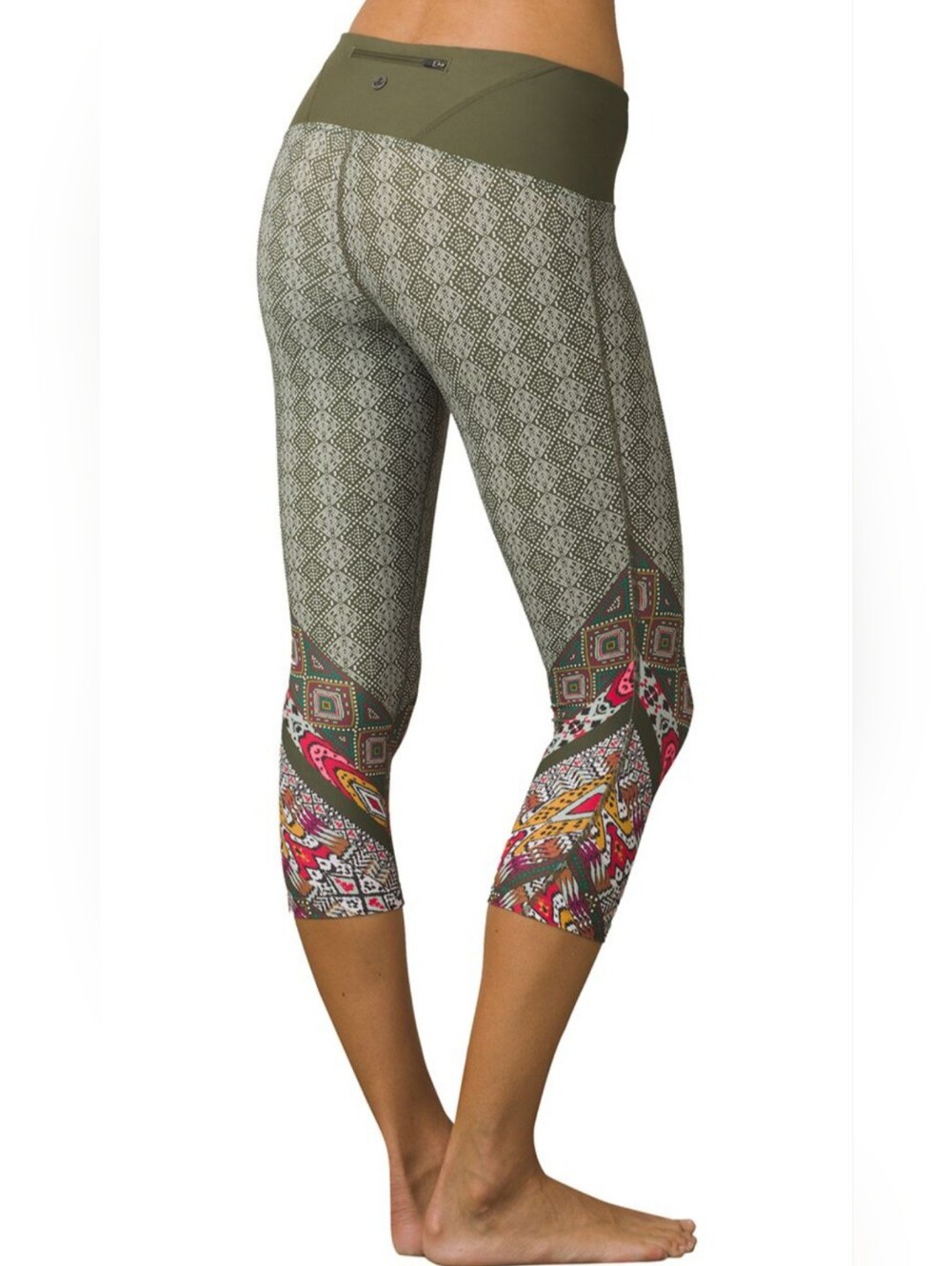 Prana Rai Swim Tights In Olive Green - Size Medium Capri Style